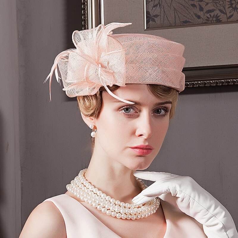 Hats Headdress Top Hat Sinamay Hat Tea Party Beach Kentucky Melbourne Cup Elegant Romantic British With Flower Lace Side Headpiece Headwear dress to impress Race Day Dress2