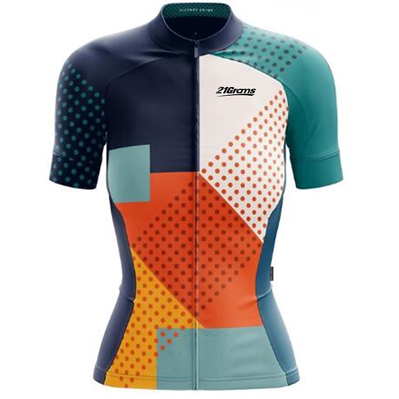 21Grams Women's Short Sleeve Cycling Jersey Spandex Polyester Funny Bike Jersey Top Mountain Bike MTB Road Bike Cycling UV Resistant Breathable Quick Dry Sports Blue+Orange Sky Blue+White Green2