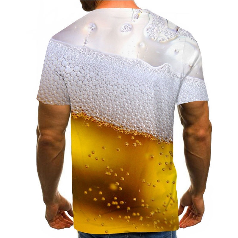 Men's Graphic Beer Shirt T Shirt Tee Short Sleeve T shirt 3D Print Round Neck Shirt Chic & Modern Comfortable Big and Tall Daily Holiday Weekend Black Yellow Red Summer Clothing Apparel S M L XL XXL2