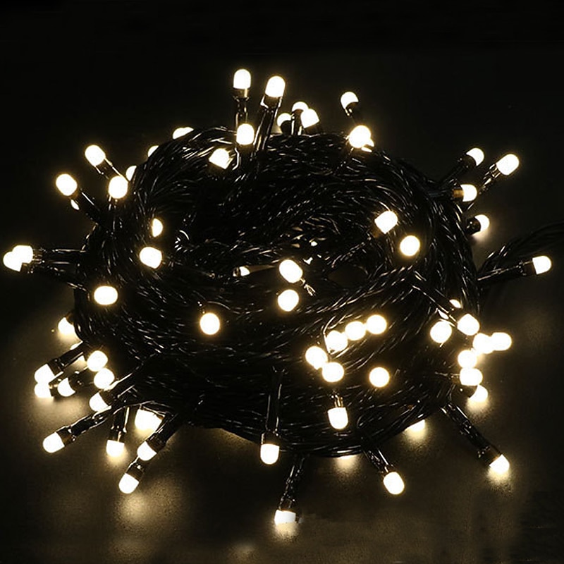 Elegant Wedding Reception Party String Lights Outdoor String Lights Set 100M 500 LEDs Warm White RGB White Christmas Wedding Party Decorating Holiday EU plug UK plug 220-240V Black Cable4