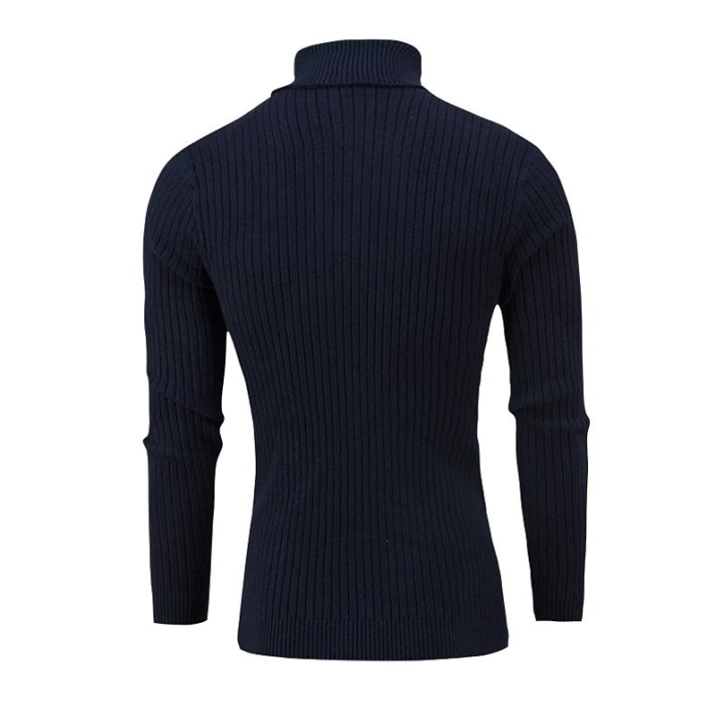 Men's Turtleneck Sweater Sweater Pullover Sweater Jumper Knit Sweater Mens Turtle Neck Jumper Ribbed Cable Knit Retro Stylish Color Block Turtleneck Beaded Edge Sweaters Daily Holiday Clothing Apparel4