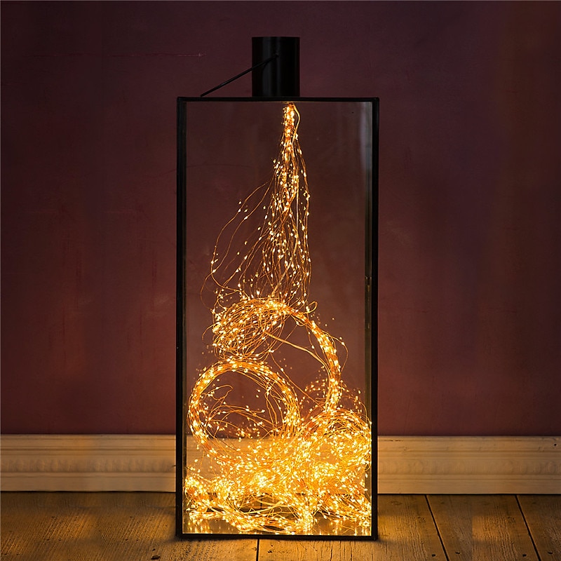 Elegant Wedding Reception Party 10x2M 200 LEDs Copper Wire Vines Lights, 2 Packs of LED Waterfall String Lights for Christmas Wedding and Party Decoration with Plug-In Adapter3