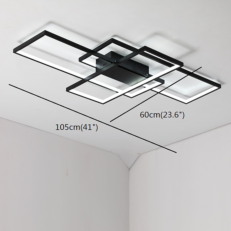 105cm LED 3-Light Ceiling Light Aluminum Geometric Pattern Linear Flush Mount Light  Modern Style Painted Finishes Dimmable  Office Dining Room Lights ONLY DIMMABLE WITH REMOTE CONTROL4