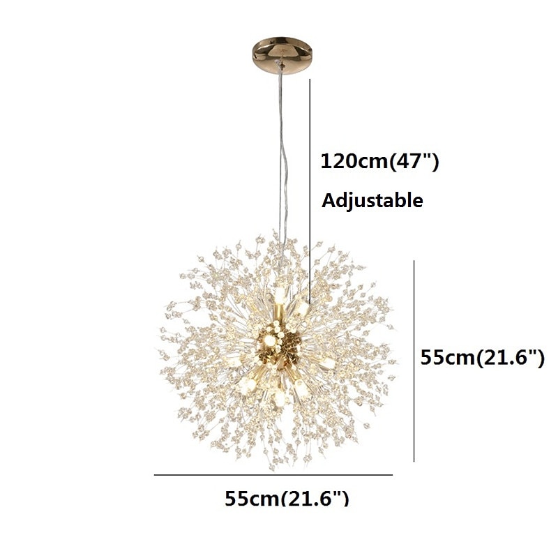 12-Lights Modern Electroplated Globe Chandeliers Firework Led Nordic Style Pendant Lights Living Room Dining Room G9 Bulb Base3