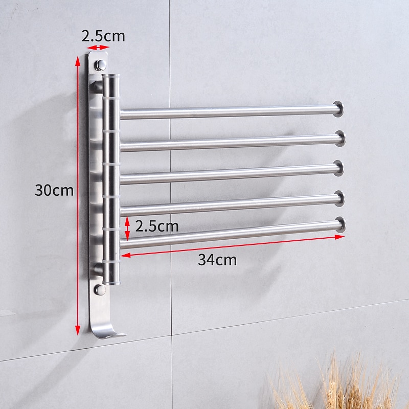 Bathroom Towel Rack Rotatable Activity Towel Bar Stainless Steel Brushed Bathroom Storage Towel Rack4