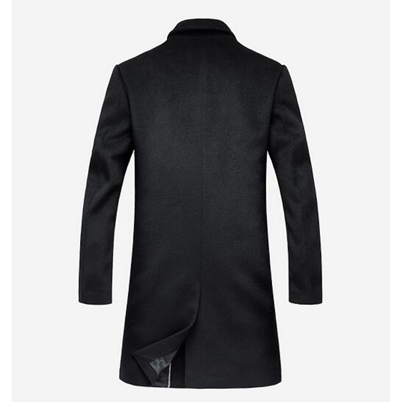 Men's Winter Coat Wool Coat Overcoat Work Street Winter Wool Windproof Warm Outerwear Clothing Apparel Solid Colored Notch lapel collar3