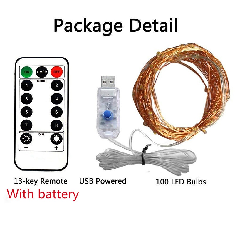 Elegant Wedding Reception Party 1pcs USB 10m 100leds LED String Light Colorful Waterproof LED Copper Wire Strings Holiday Lighting Fairy For Christmas Party Wedding Decoration2
