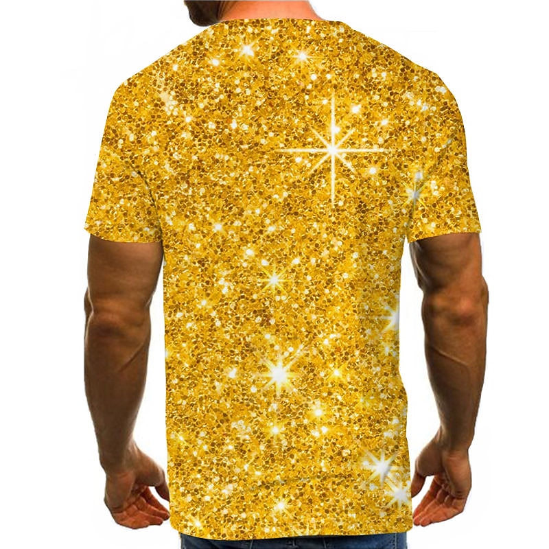 Men's Graphic Abstract Shirt T Shirt Short Sleeve T shirt Round Neck Shirt Streetwear Exaggerated Daily Going out Purple Gold Green Summer Clothing Apparel Plus Size S M L XL 2XL 3XL2