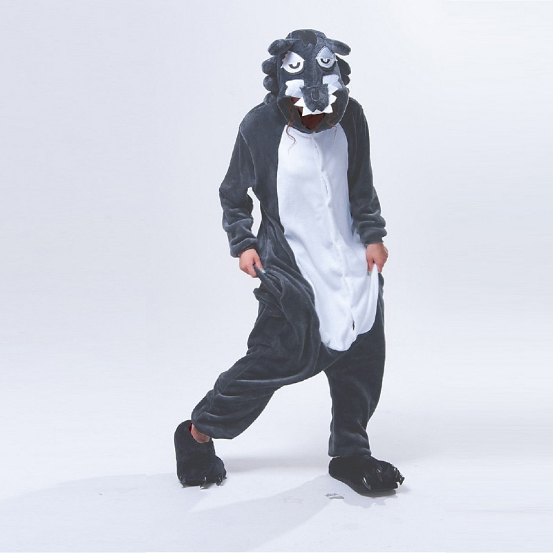 Adults' Leopard Onesie Costume Carnival Costume Wolf Onesie Pajamas Kigurumi Pajamas Funny Costume For Men and Women Christmas Carnival New Year Cartoon2