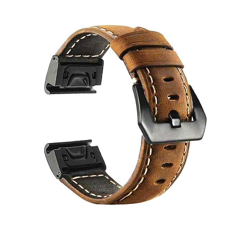 Watch Band for Garmin Fenix 7 6 5 Forerunner 955 Solar 945 935 Instinct 2 Epix Approach S62 S60 Marq Descent G1 Quatix 7 Genuine Leather Replacement Strap Quick Fit 22mm Wristband 9