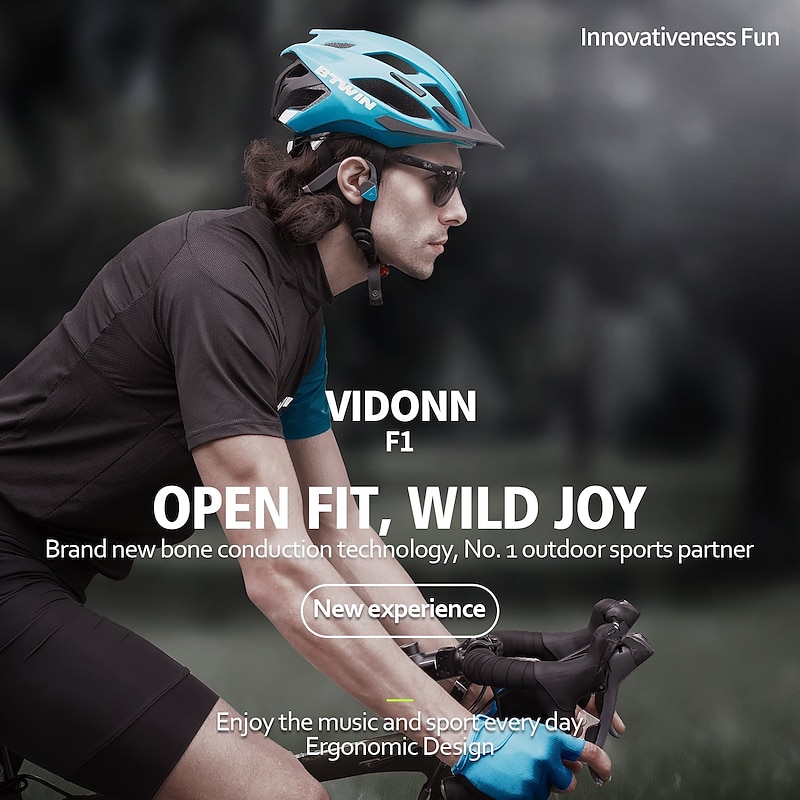 Vidonn F1 Bone Conduction Headphone 3.5mm Headphone 3.5mm Microphone Desktop Computer Stereo Dual Drivers with Microphone3