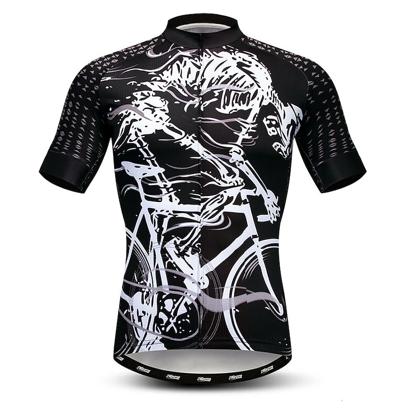 Men's Cycling Jersey Patterned Sugar Skull Skeleton Short Sleeve Bike Jersey Top with 3 Rear Pockets Mountain Bike MTB Road Bike Cycling Quick Dry Front Zipper Back Pocket Moisture Wicking Sports Red2