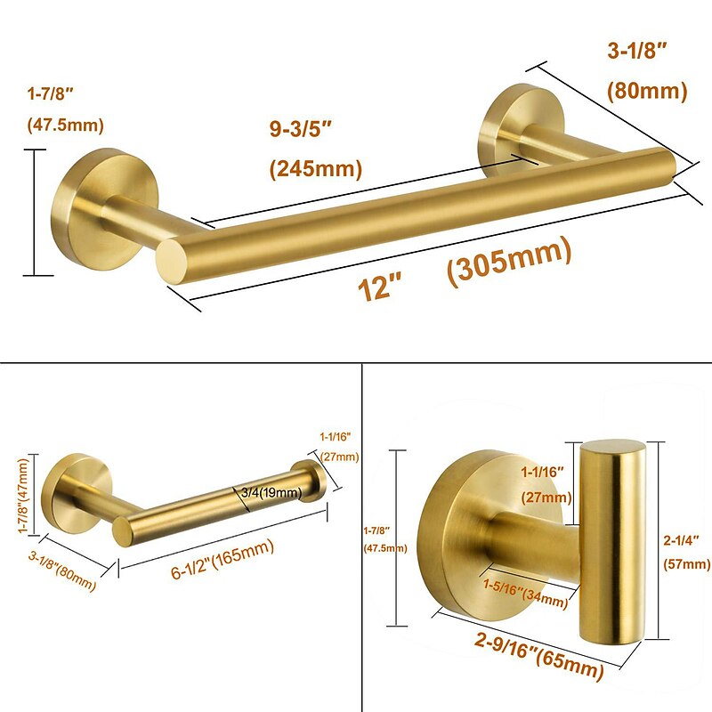 Bathroom Accessory Set Include Towel Bar Toilet Paper Holder and Robe Hook New Design Stainless Steel Wall Mounted4