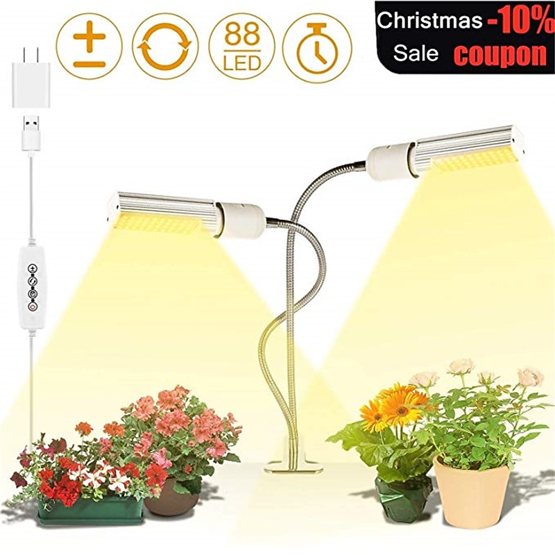 Grow Light for Indoor Plants LED Plant Growing Light LED Plant Grow Light Sunlike Full Spectrum 45W E27 Dual Head Flexible Gooseneck for Greenhouse flower Phyto lamp3
