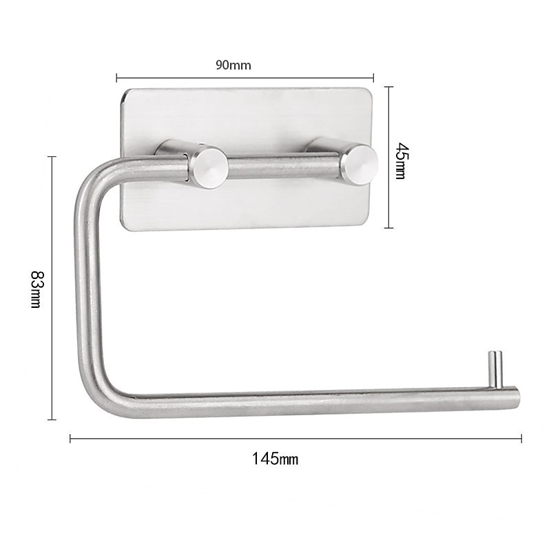 Bathroom Accessories Set Stainless Steel Include Multifunction Paper Holder and Robe Hooks 4pcs Punched-free Matte Black and Brushed Silvery with 3M Strong Viscosity Adhesive2