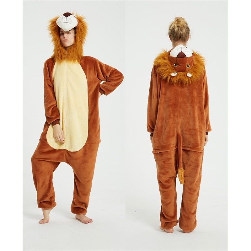 Adults' Patchwork Onesie Costume Carnival Costume Lion Onesie Pajamas Kigurumi Pajamas For Men and Women Carnival Cartoon