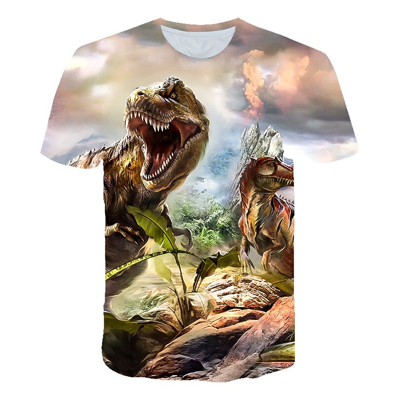 Boys 3D Animal Dinosaur T shirt Short Sleeve 3D Print Summer Active Streetwear Cool Kids Toddler 3-12 Years School Outdoor3