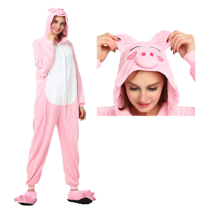 Adults' Animal Onesie Costume Carnival Costume Piggy / Pig Onesie Pajamas Kigurumi Pajamas Funny Costume For Men and Women Carnival Cartoon