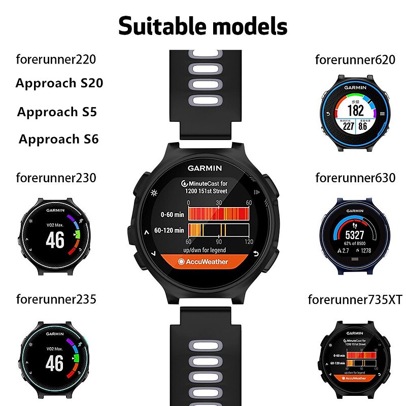 Watch Band for Garmin Forerunner 735XT / 630/620/235/230/220 Approach S20 / S6 / S5 Silicone Replacement  Strap Breathable Sport Band Wristband2