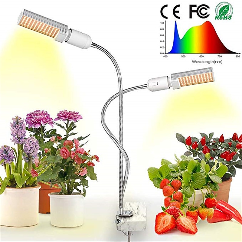 Grow Light for Indoor Plants LED Plant Growing Light LED Plant Grow Light Sunlike Full Spectrum 45W E27 Dual Head Flexible Gooseneck for Greenhouse flower Phyto lamp2