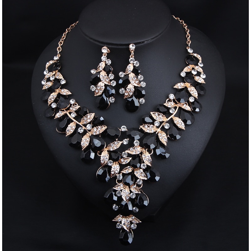 Bridal Jewelry Sets 1 set Crystal Rhinestone Alloy 1 Necklace Earrings Women's Statement Colorful Cute Fancy Flower irregular Jewelry Set For Wedding Party