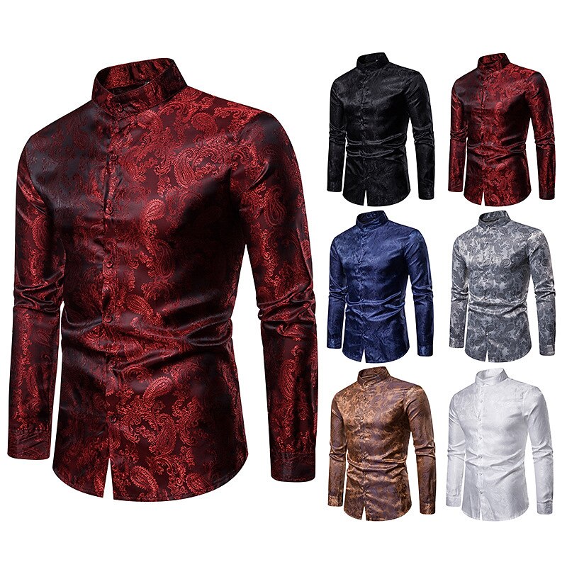 Punk & Gothic Victorian Steampunk Blouse / Shirt Plague Doctor Jacquard Fancy Dress Men's Carnival Masquerade Party Carnival of Venice Adults' Shirt Spring Fall2