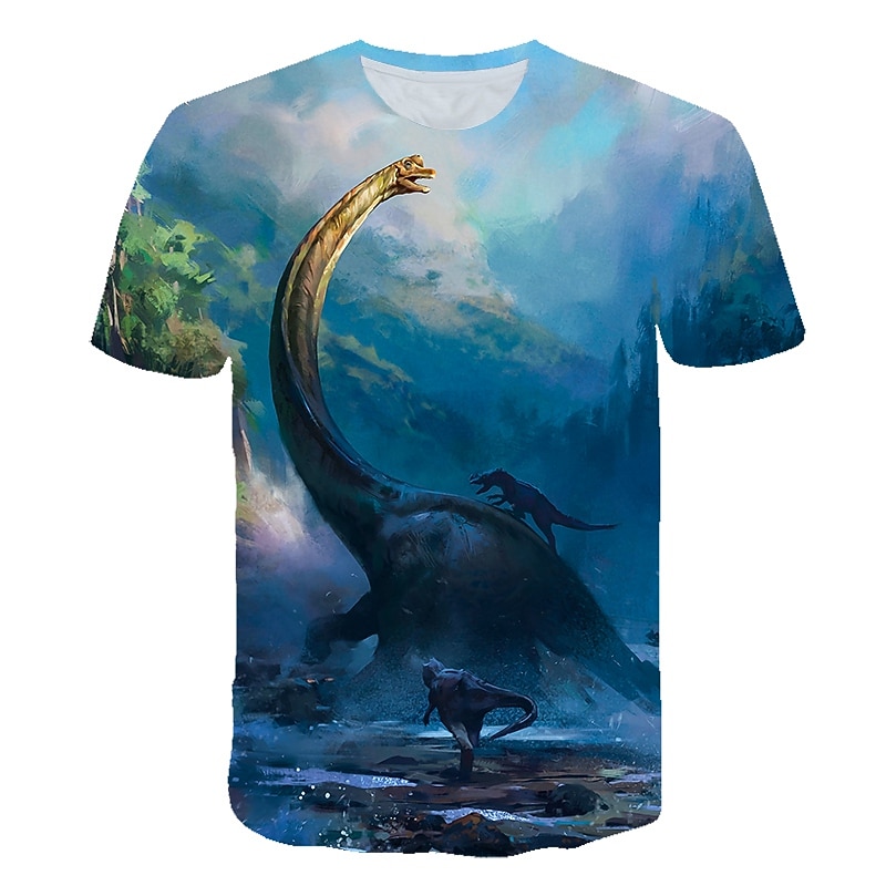Boys 3D Animal Dinosaur T shirt Short Sleeve 3D Print Summer Active Streetwear Cool Kids Toddler 3-12 Years School Outdoor