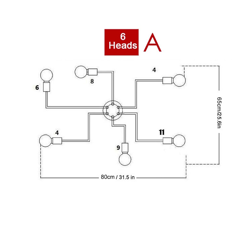 6-Light American simple living room lamp LED bedroom study simple modern atmospheric ceiling lamp3