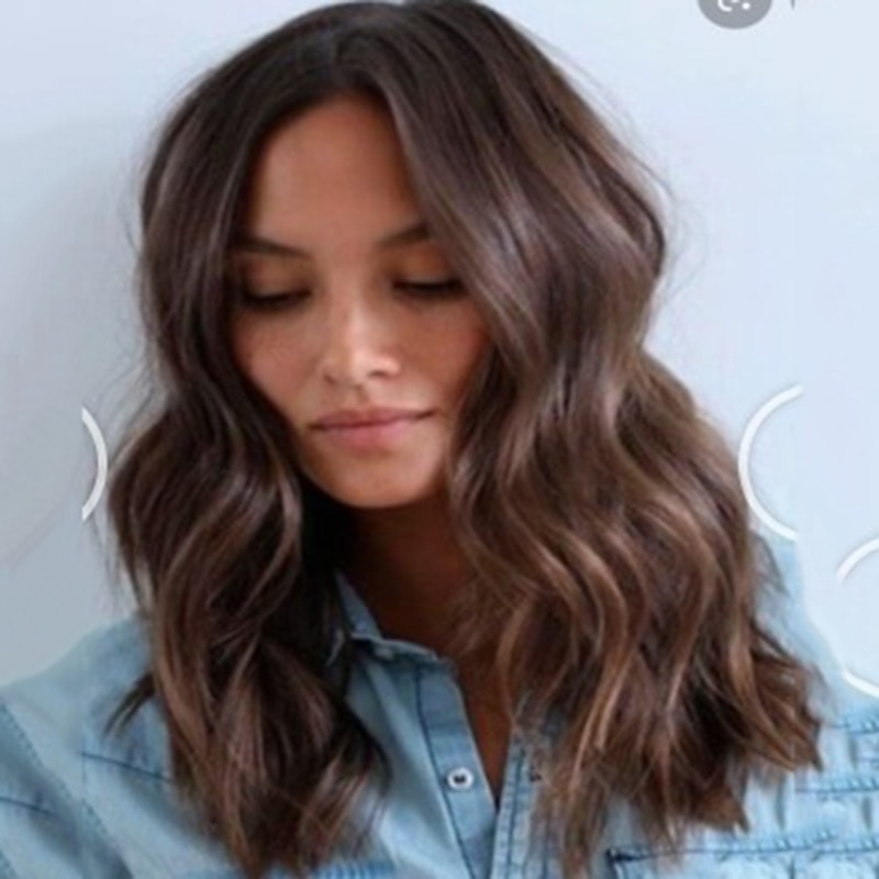 Brown Wigs for Women Synthetic Wig Body Wave Asymmetrical Wig Long Brown Synthetic Hair 20 Inch Women's Best Quality Curling Brown2