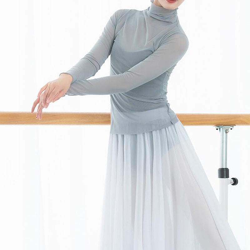 Breathable Ballet Top Split Joint Women's Training Performance Long Sleeve POLY4