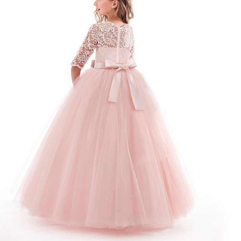 Kids Girls' Flower Girl Dress Dress Flower Wedding Party Elegant Polyester Swing Dress Tulle Dress White Pink Red4