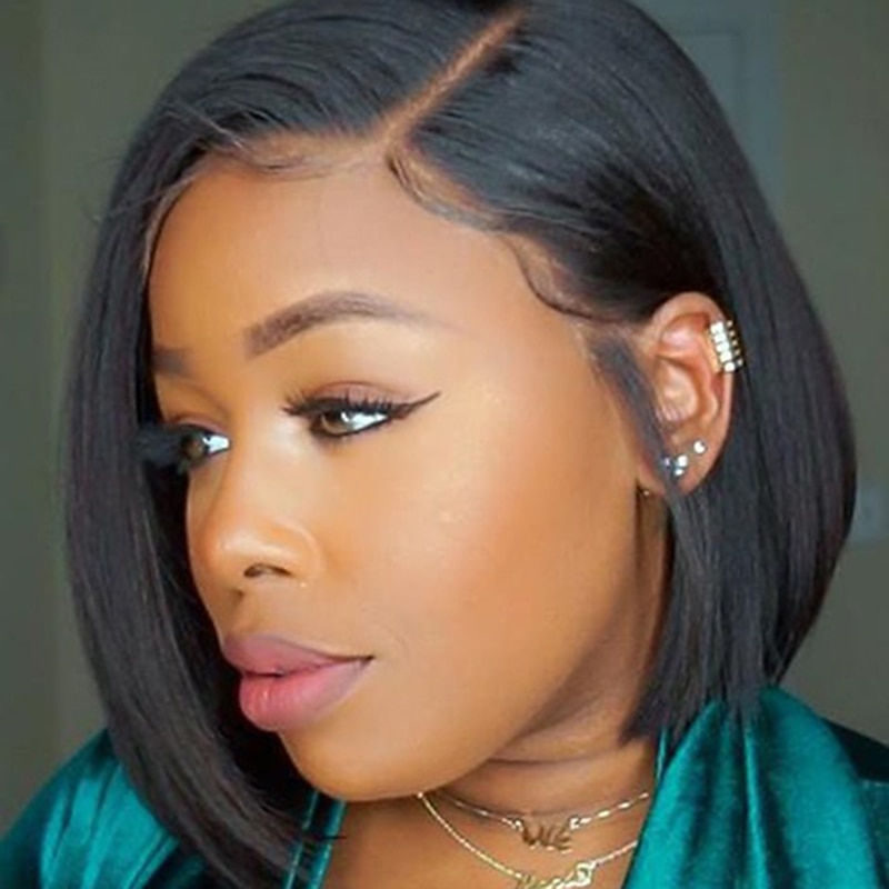 Synthetic Wig Straight Asymmetrical Machine Made Wig Short Burgundy Black Blonde Synthetic Hair 11 inch Women's Red Yellow / Daily Wear2