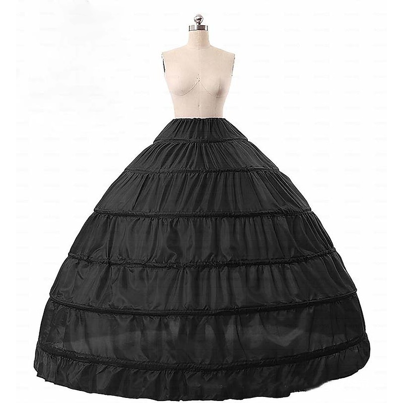 Rococo Baroque Victorian Floor Length Petticoat Hoop Skirt Under Skirt Crinoline Princess Bridal 6 Hoops Ball Gown Fancy Dress Women's Royal Masquerade Performance Wedding Party Adults' Petticoat2