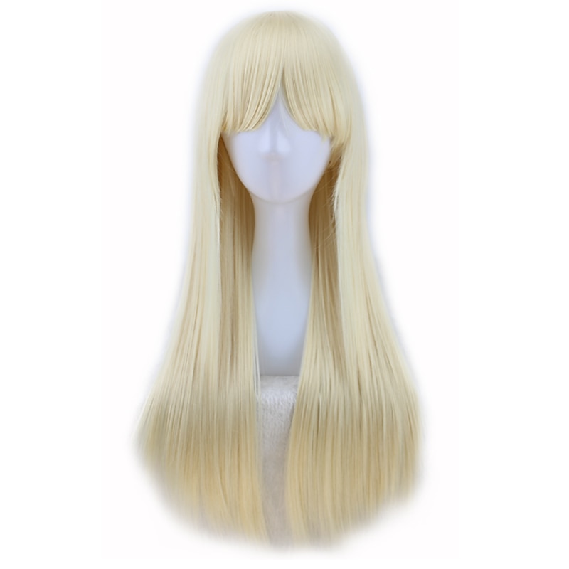 Blonde Wigs for Women Synthetic Wig Straight Kinky Straight Asymmetrical Wig Long Light Blonde/ Light Brown /Brown /Pink Natural Black Synthetic Hair Halloween Wigs2