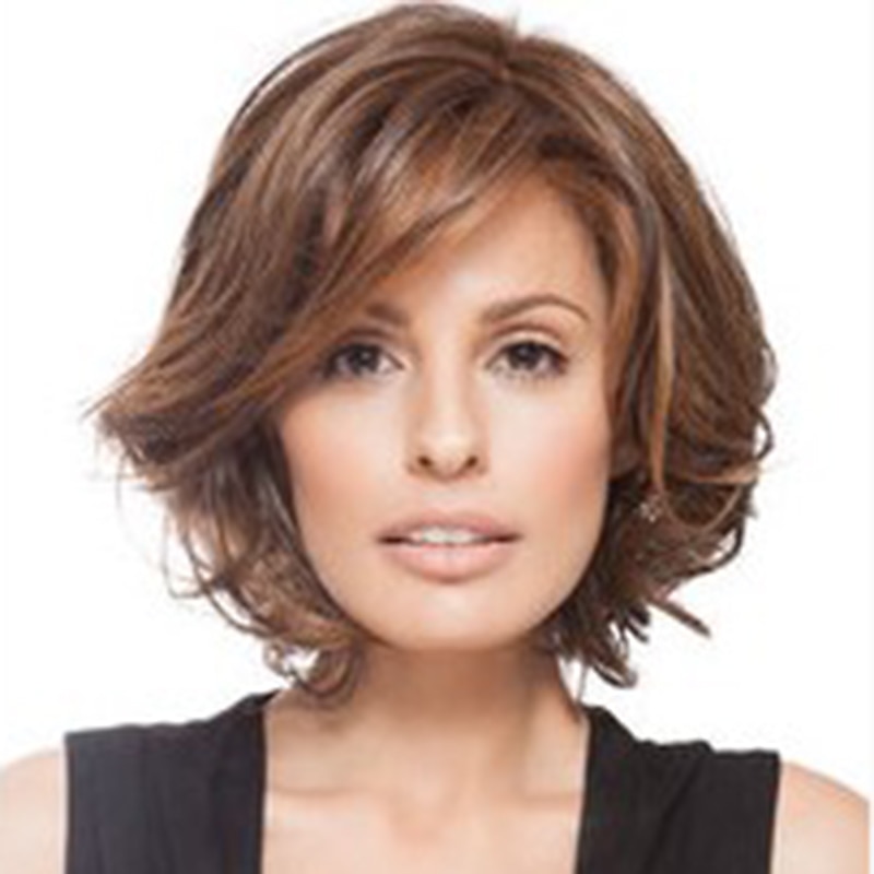 Brown Wigs for Women Synthetic Wig Curly Asymmetrical Wig Short Brown Synthetic Hair 10 Inch Brown2