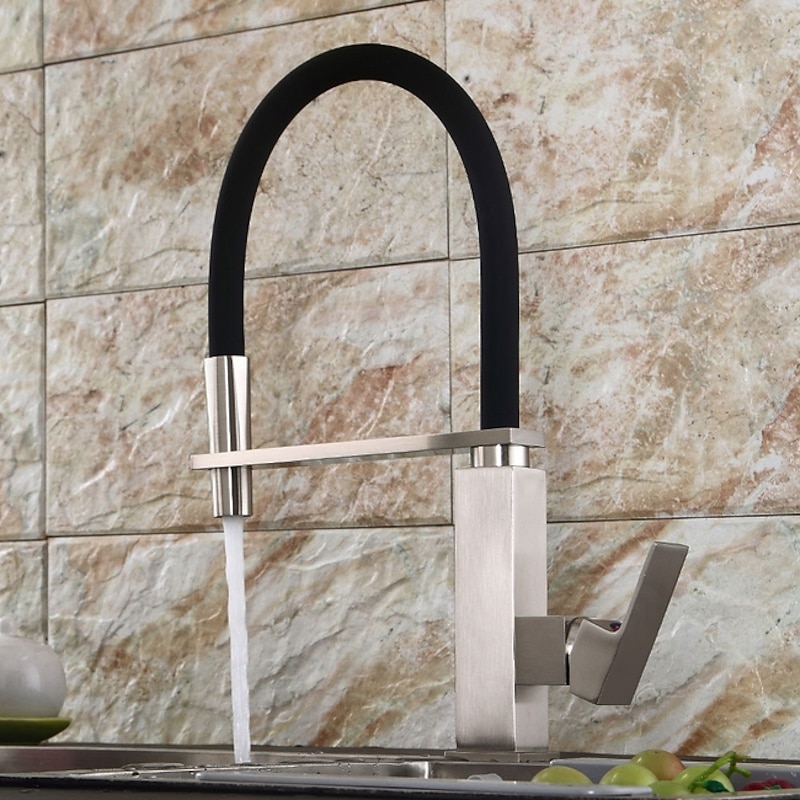 Kitchen Faucet - Single Handle One Hole Electroplated Pull-Out / ­Pull-Down / Tall / ­High Arc Centerset Contemporary Kitchen Taps2