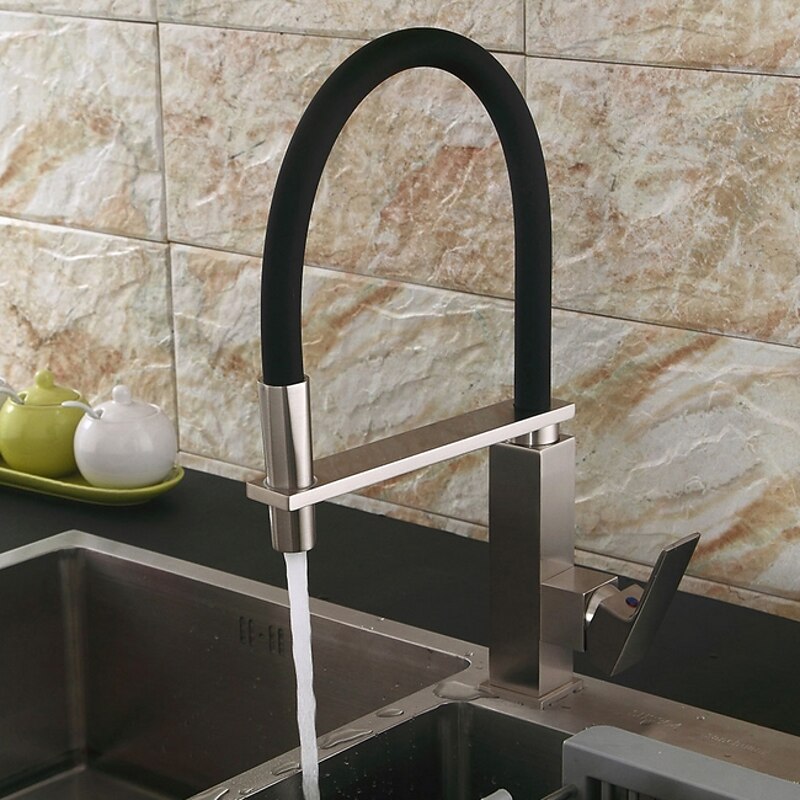 Kitchen Faucet - Single Handle One Hole Electroplated Pull-Out / ­Pull-Down / Tall / ­High Arc Centerset Contemporary Kitchen Taps3