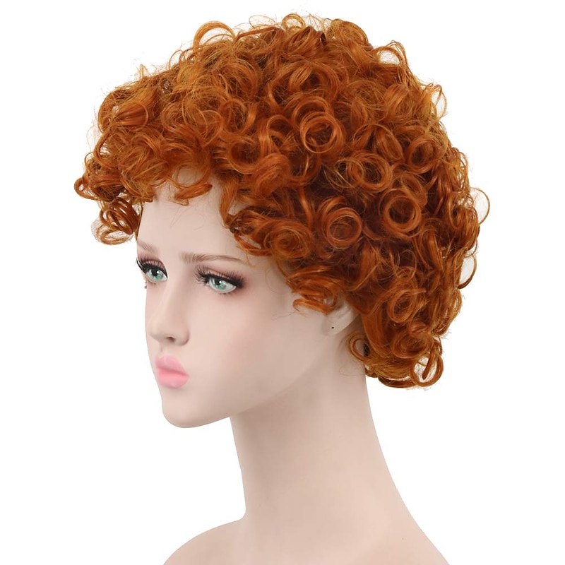 Orange Wigs for Women Synthetic Wig Curly Pixie Cut Wig Short Red Synthetic Hair 8 Inch Women's Synthetic Red2