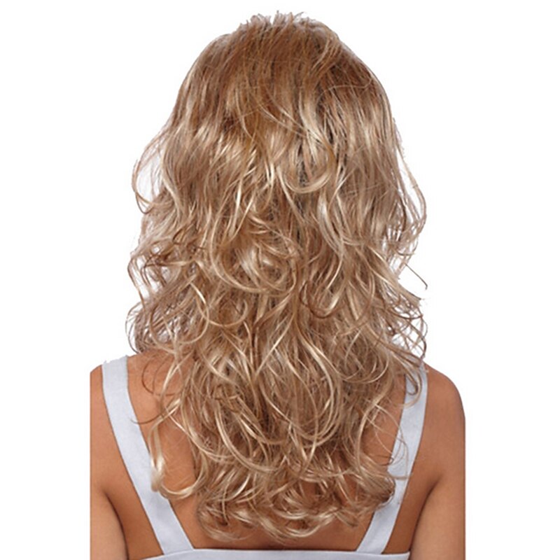 Synthetic Wig Curly Asymmetrical Machine Made Wig Blonde Long Blonde Synthetic Hair 27 inch Women's Blonde / Daily Wear4