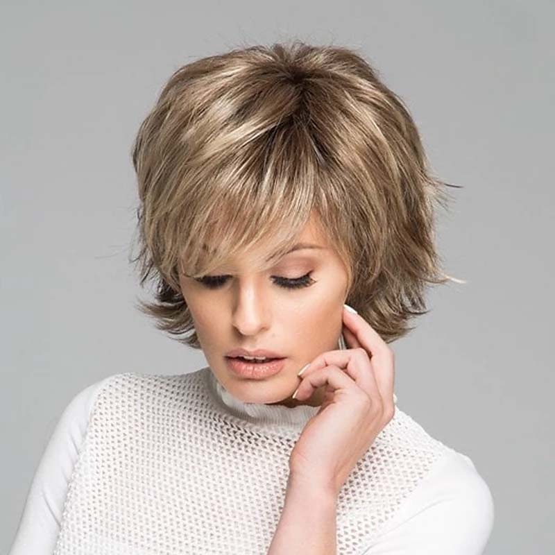 Blonde Wigs for Women Heat Resistant Synthetic  Wig Loose Curl Asymmetrical Wig Short Blonde Heat Resistant Synthetic  Hair Best Quality Fluffy Blonde 6 Inch3