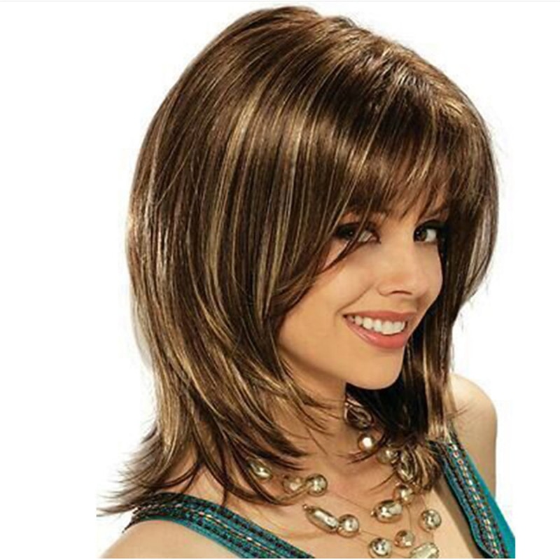Blonde Wigs for Women Synthetic Wig Wig Layered Wig Wigs with Bangs 12Inch