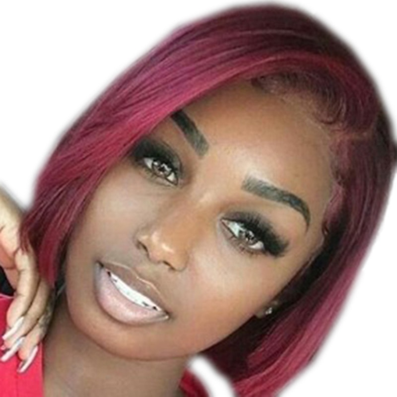 Synthetic Wig Straight Asymmetrical Machine Made Wig Short Burgundy Black Blonde Synthetic Hair 11 inch Women's Red Yellow / Daily Wear4