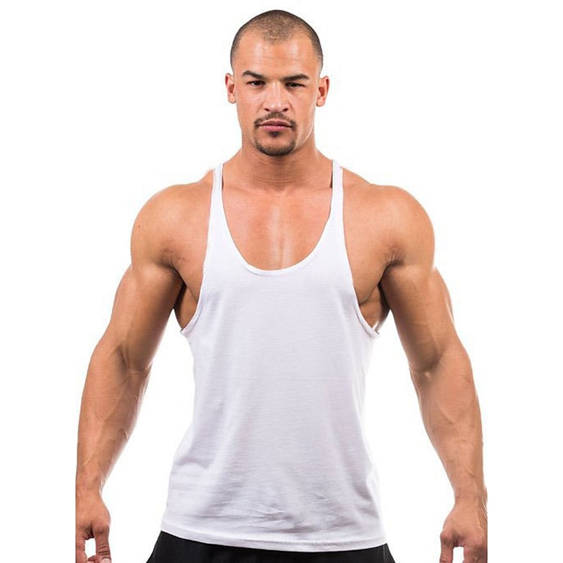 Men's Running Tank Top Workout Tank Vest / Gilet Summer Cotton Breathable Quick Dry Moisture Wicking Fitness Gym Workout Bodybuilding Sportswear Activewear Black White Yellow4