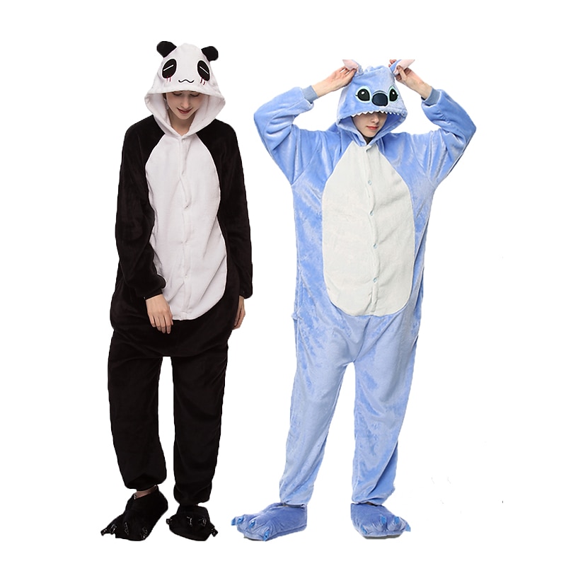Adults' Animal Group Costume Onesie Costume Carnival Costume Bear Pika Pika Panda Onesie Pajamas Kigurumi Pajamas Funny Costume For Men and Women Carnival Cartoon