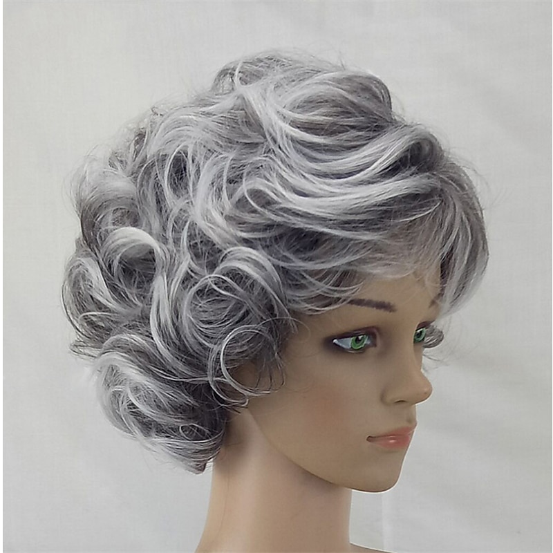 Synthetic Wig Curly Asymmetrical Machine Made Wig Ombre Short Ombre Grey Synthetic Hair 5 inch Women's Ombre Gray / Daily Wear