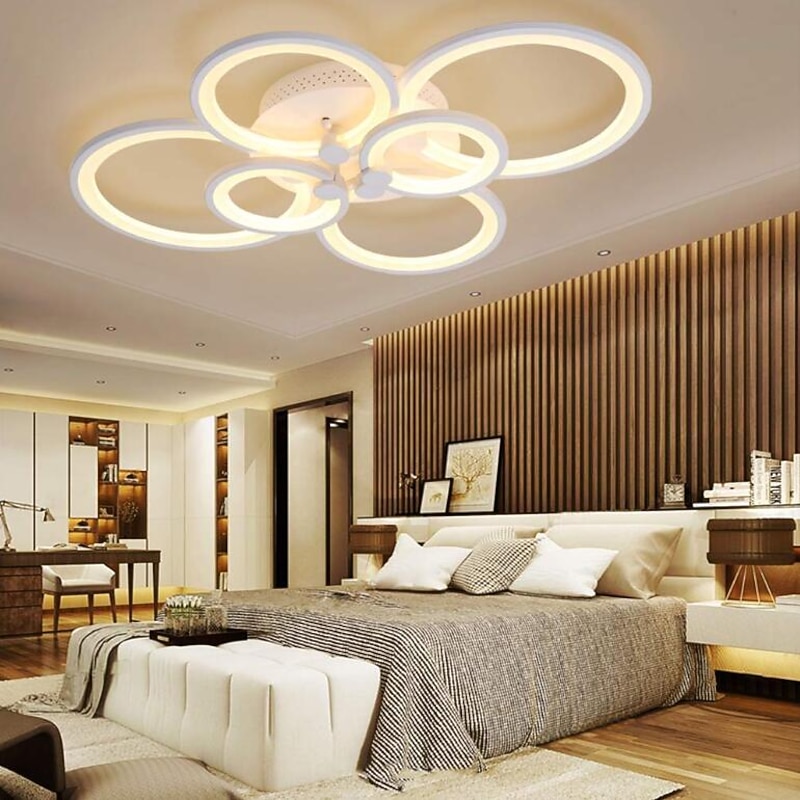 6-Light LED Dimmable Ceiling Light Flush Mount Lights Circle Design Modern Style Simplicity Acrylic 90W Living Room Dining Room Bedroom Light Fixture ONLY DIMMABLE WITH REMOTE CONTROL3