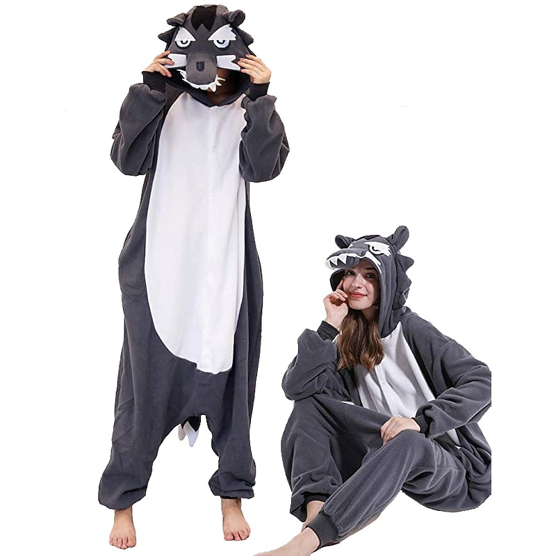 Adults' Leopard Onesie Costume Carnival Costume Wolf Onesie Pajamas Kigurumi Pajamas Funny Costume For Men and Women Christmas Carnival New Year Cartoon