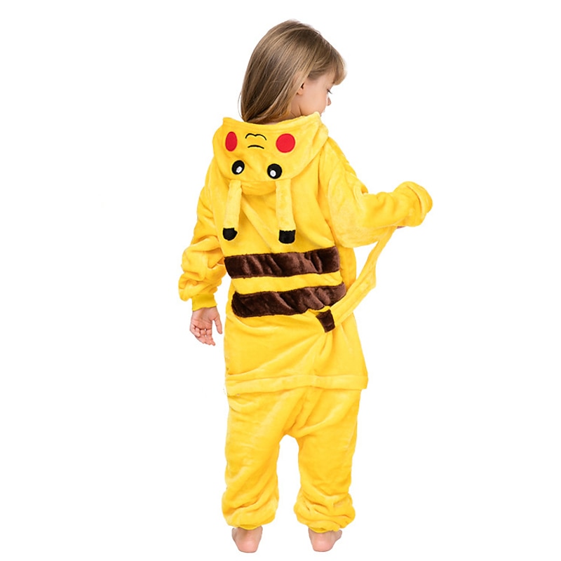 Set with Flannel Onesie Kigurumi Pajamas Claw Slippers 2 PCS Set Nightwear Camouflage Cute Pika Pika Cartoon Animal Kid's Unisex  Cozy Homewear4