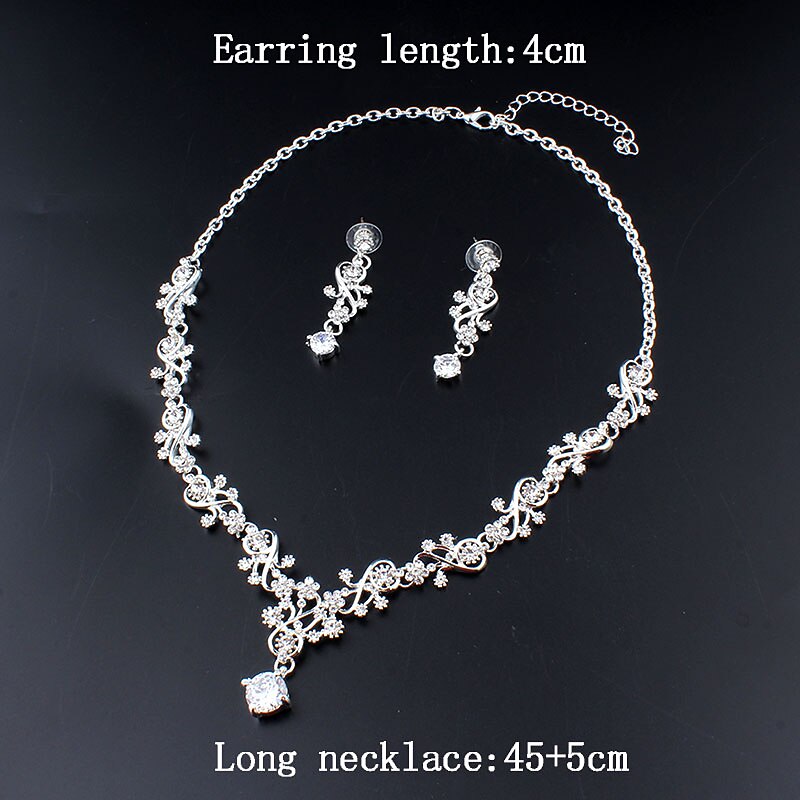 Hoop Earrings 1 set White Cubic Zirconia Rhinestone Zinc 1 Necklace Earrings Women's Basic Elegant Korean Classic Drop Feather Jewelry Set For Party Wedding Carnival / Bridal Jewelry Sets4
