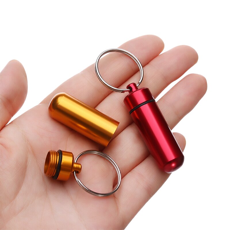 3Pcs Mini Portable Travel Pill Case Waterproof Container Keychain Tools Capsule Bottles Key Ring Chain Pill Holder Medicine Boxes Random Color3